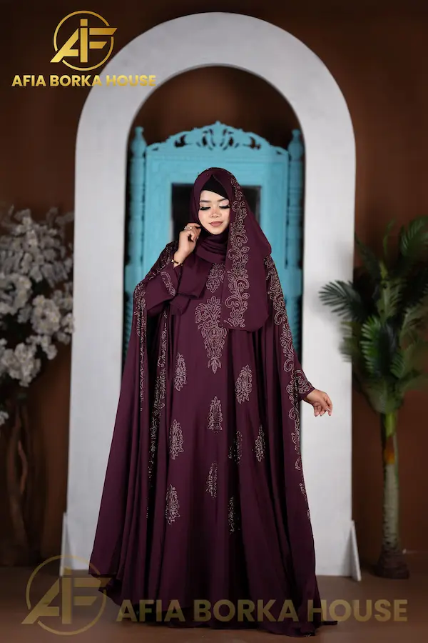 Bridal KOTI Abaya Deep Purple Color