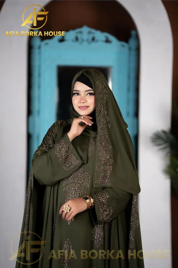 Bridal KOTI Abaya Olive Color
