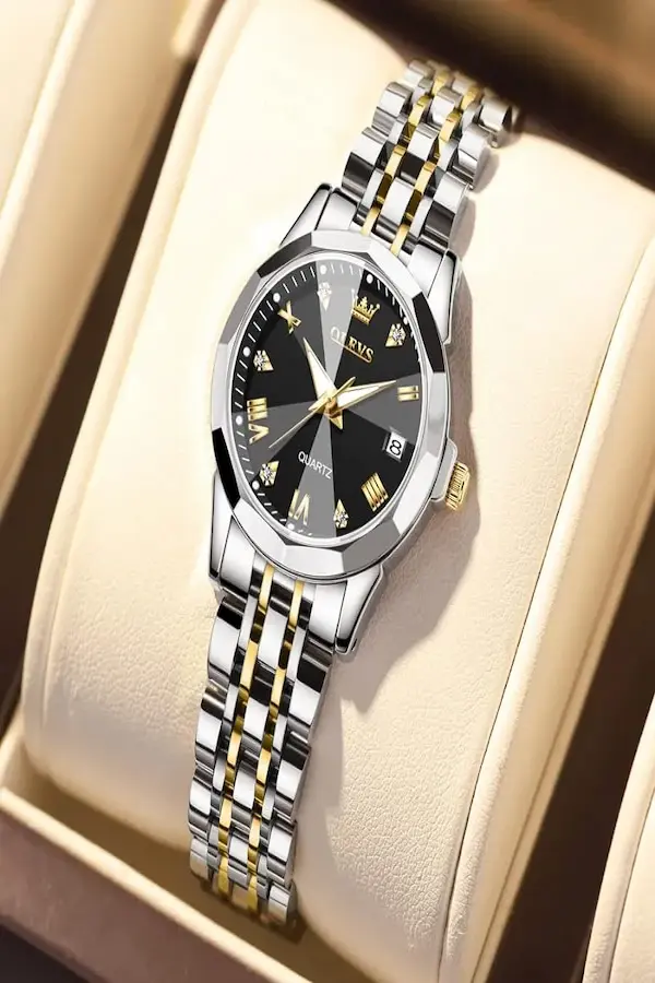 Orginal Women Analog Quartz Stainless Steel Luminous Date Two Tone Luxury Casual Wrist Watch