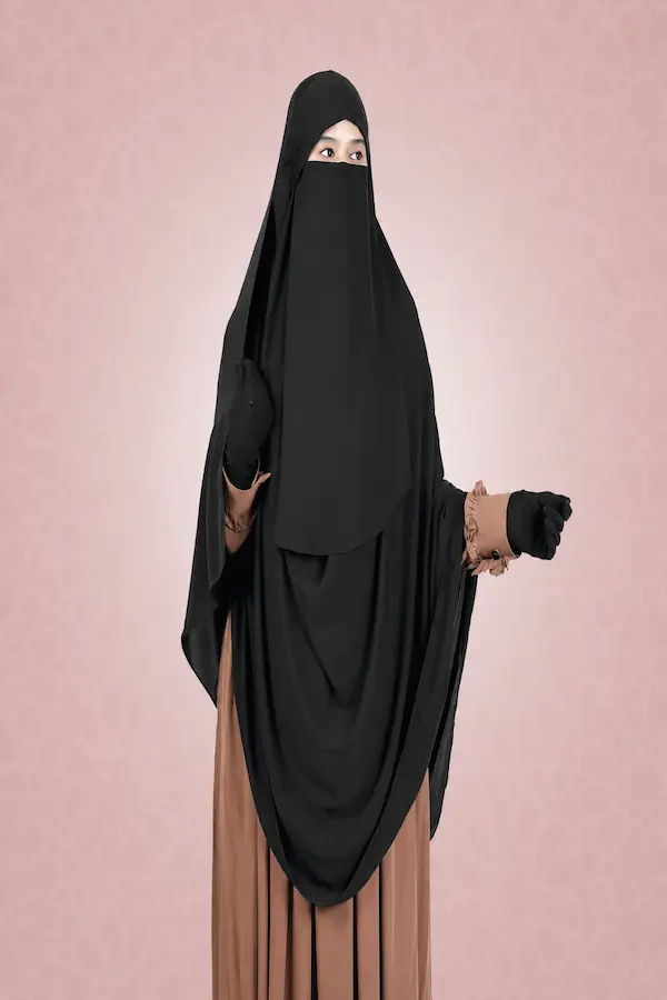 Rufi || Instant Ready Hijab + Niqab Black Coloar