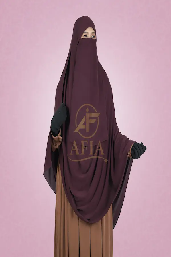 Rufi || Instant Ready Hijab + Niqab Deep Parpel Coloar