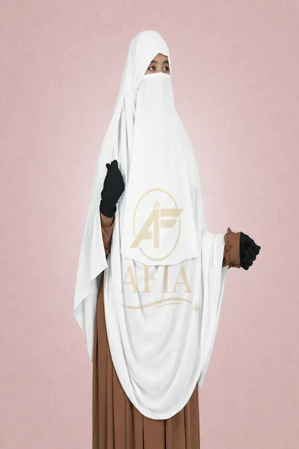 Rufi || Instant Ready Hijab + Niqab White Coloar