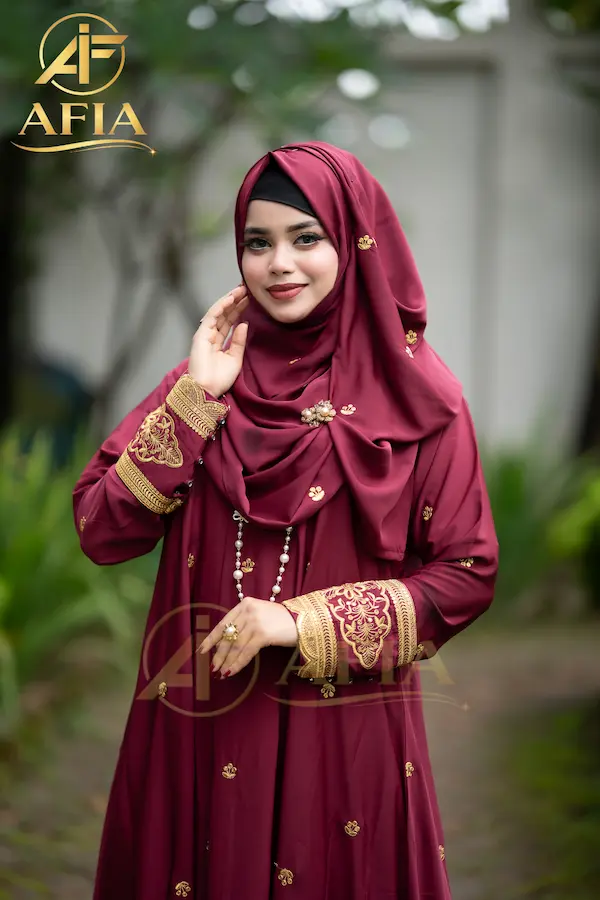 Simple Luxury Abaya Maroon color