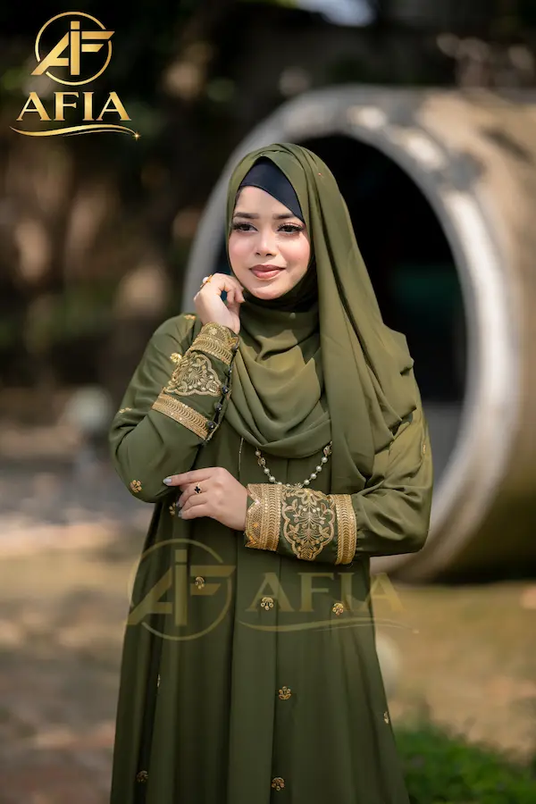 Simple Luxury Abaya olive Coloar