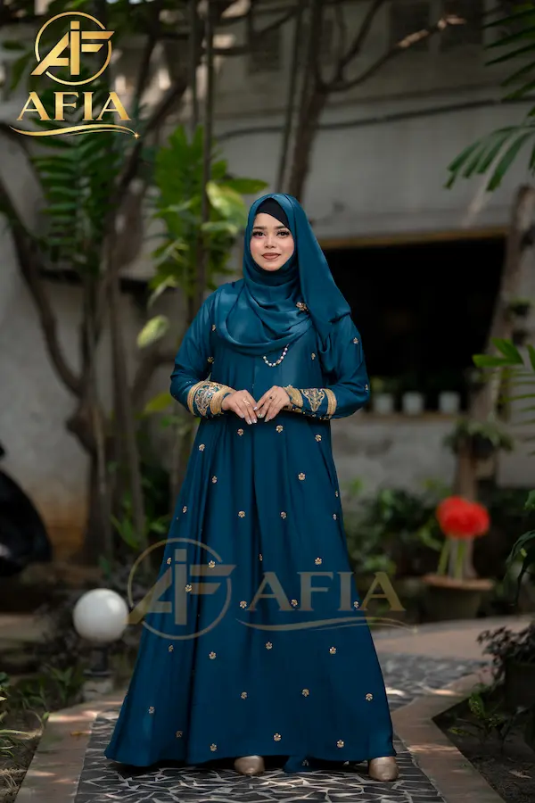 Simple Luxury Abaya See Green Coloar