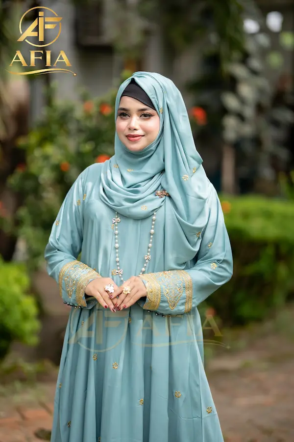 Simple Luxury Abaya - Sky Blue Color