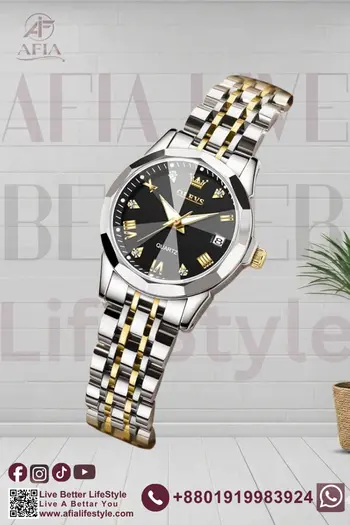 Orginal Women Analog Quartz Stainless Steel Luminous Date Two Tone Luxury Casual Wrist Watch
