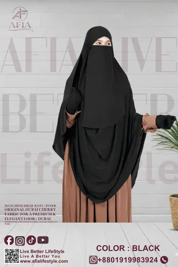 Rufi || Instant Ready Hijab + Niqab Black Coloar