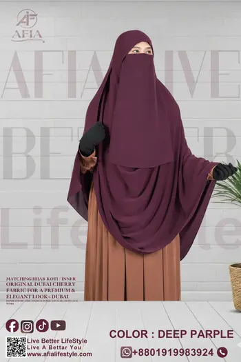 Rufi || Instant Ready Hijab + Niqab Marun Coloar