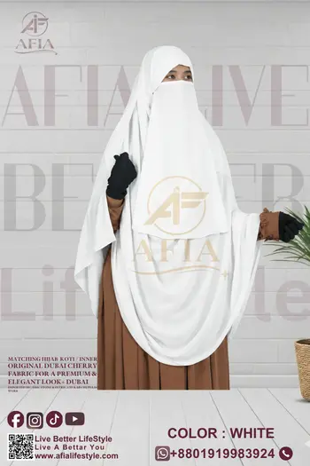 Rufi || Instant Ready Hijab + Niqab White Coloar