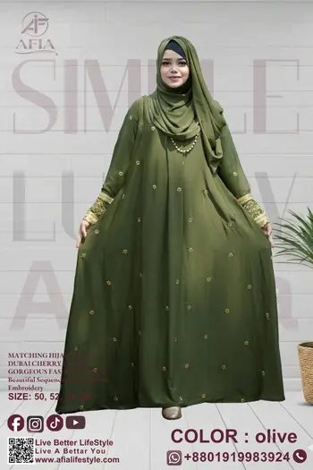 Simple Luxury Abaya olive Coloar